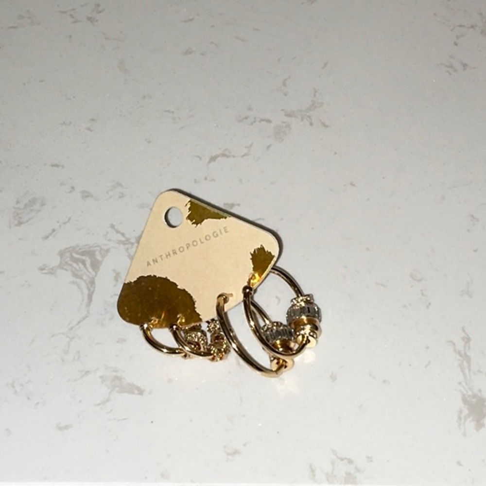 Anthropologie NWT {$58} Gold Swirl Hoop Earrings